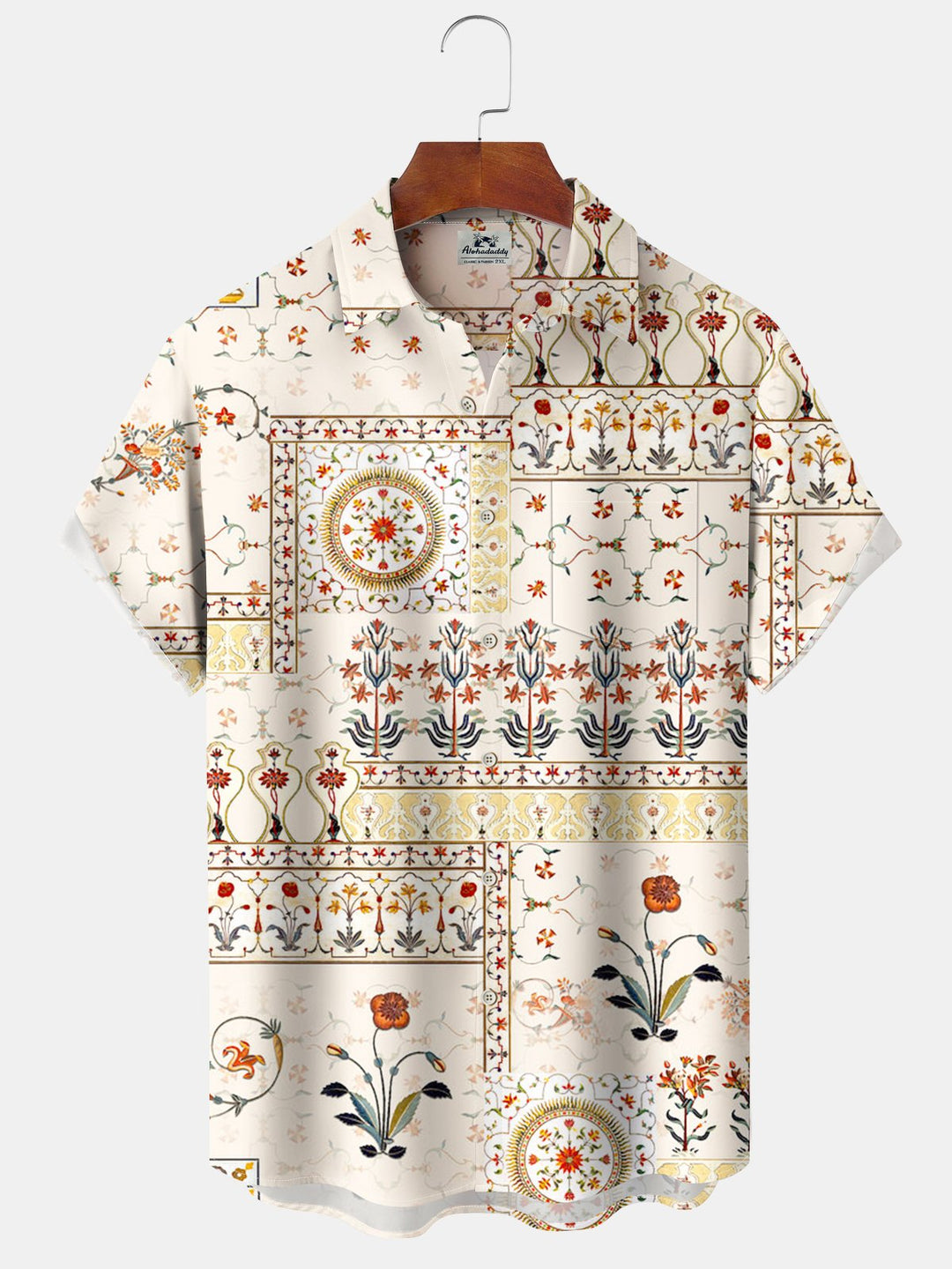 Alohadaddy® Vintage Ethnic Pattern Print Pocket Button Stretch Men&