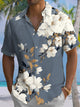 Alohadaddy® Vintage Floral Print Pocket Elastic Button Men's Short Sleeve Shirt Big & Tall