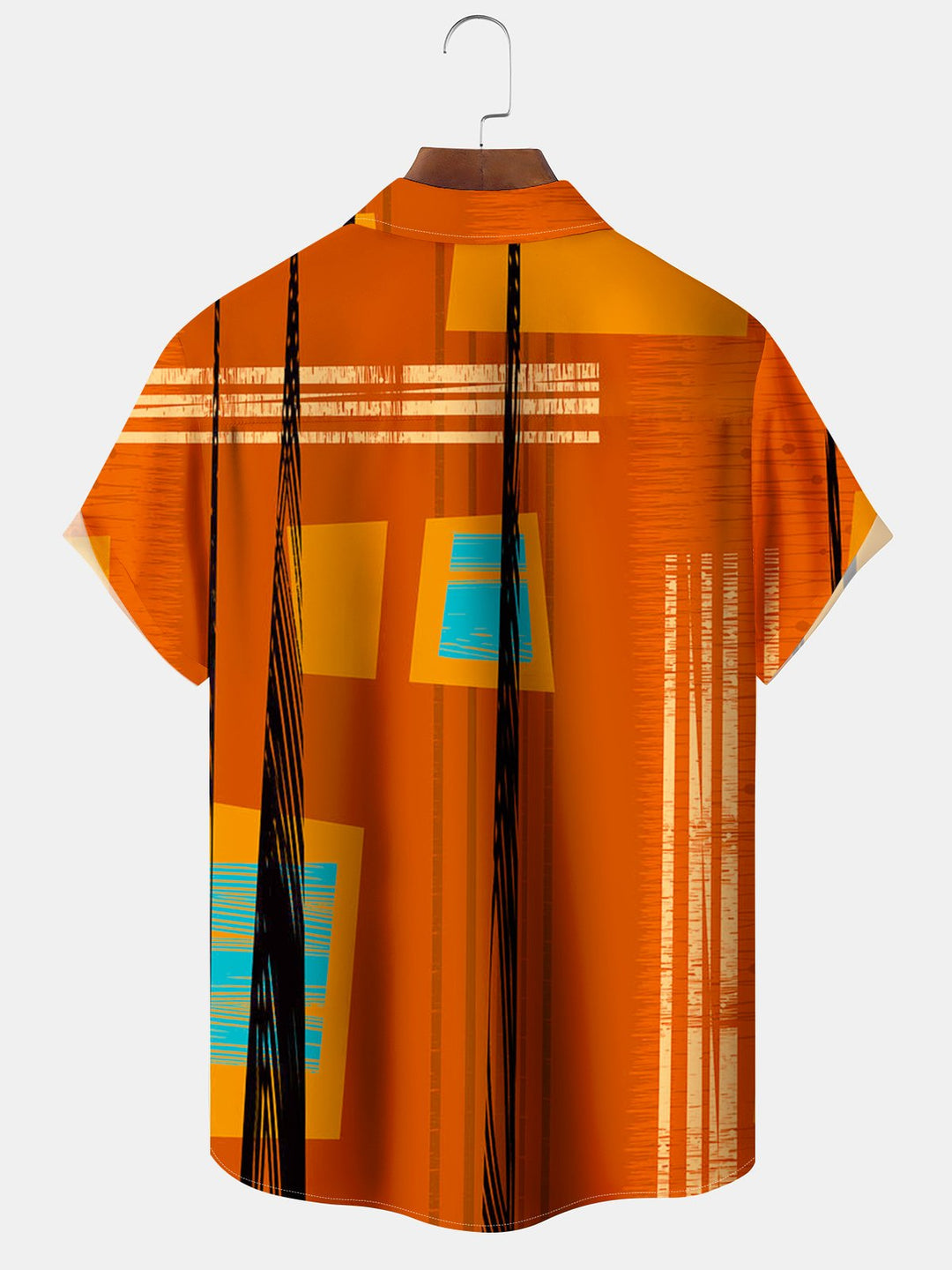 Alohadaddy® Retro Geometric Stripe Print Pocket Stretch Men&