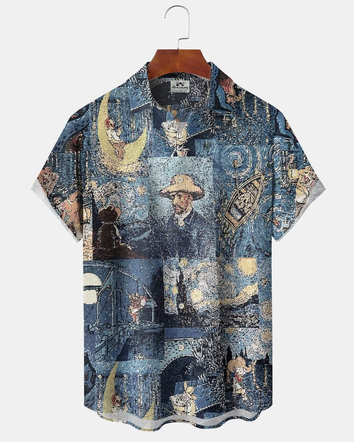 Alohadaddy® Vintage Van Gogh Painting Print Art Pockets with Elastic Buttons Men&