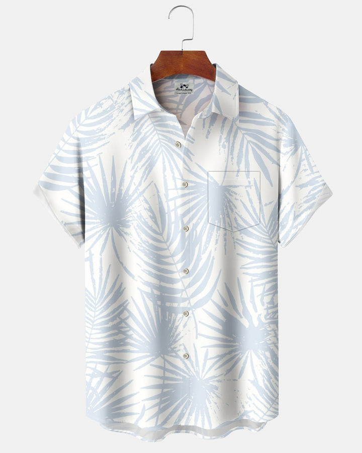 Alohadaddy® Hawaiian Palm Leaf Print Art Button Pocket Men&