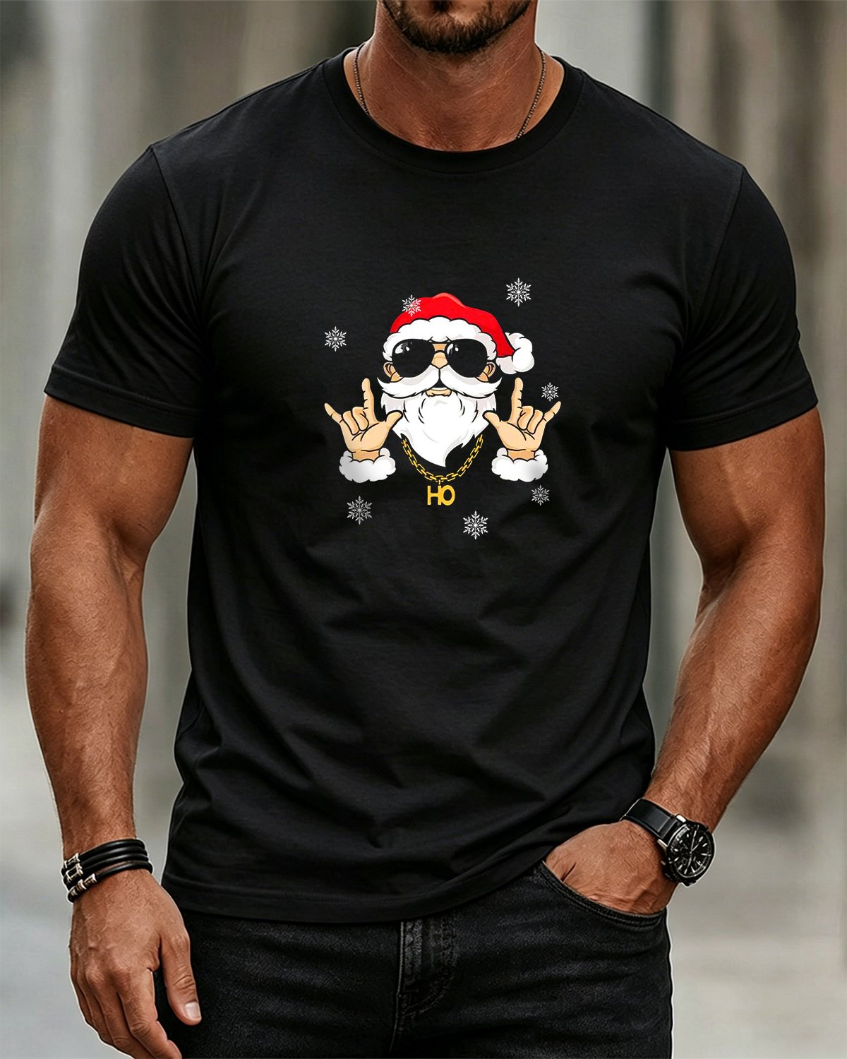 Alohadaddy® Casual Men's Santa Claus Pattern Short-Sleeve T-Shirt