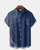 Alohadaddy® Casual Geometric Print Men's Short-Sleeve Shirt