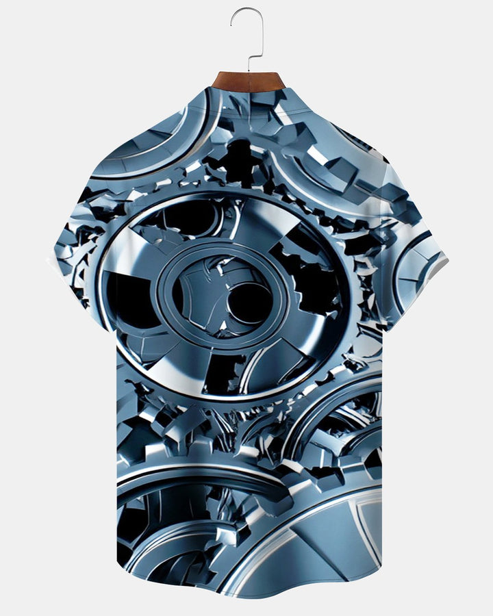 Alohadaddy® Casual Abstract Mechanical Gear Geometric Print Men&