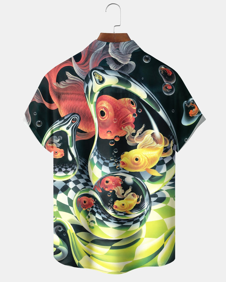 Alohadaddy® Casual Goldfish Pattern Water Drop Print Men&