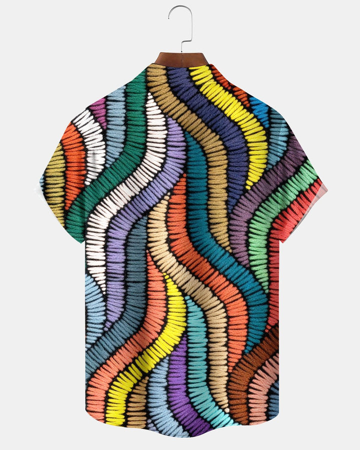 Alohadaddy® Casual Abstract Striped Geometric Print Men&