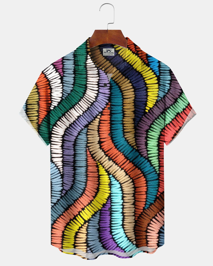 Alohadaddy® Casual Abstract Striped Geometric Print Men&