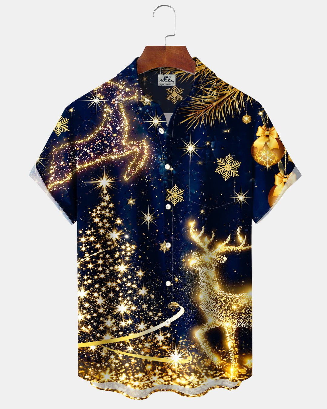 Alohadaddy® Holiday Christmas Fireworks Reindeer Christmas Tree Print Men&