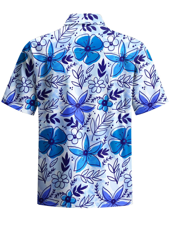 Alohadaddy® Hawaiian Flowers Print Chest Pocket Mens Short Sleeve Shirt Big &amp; Tall