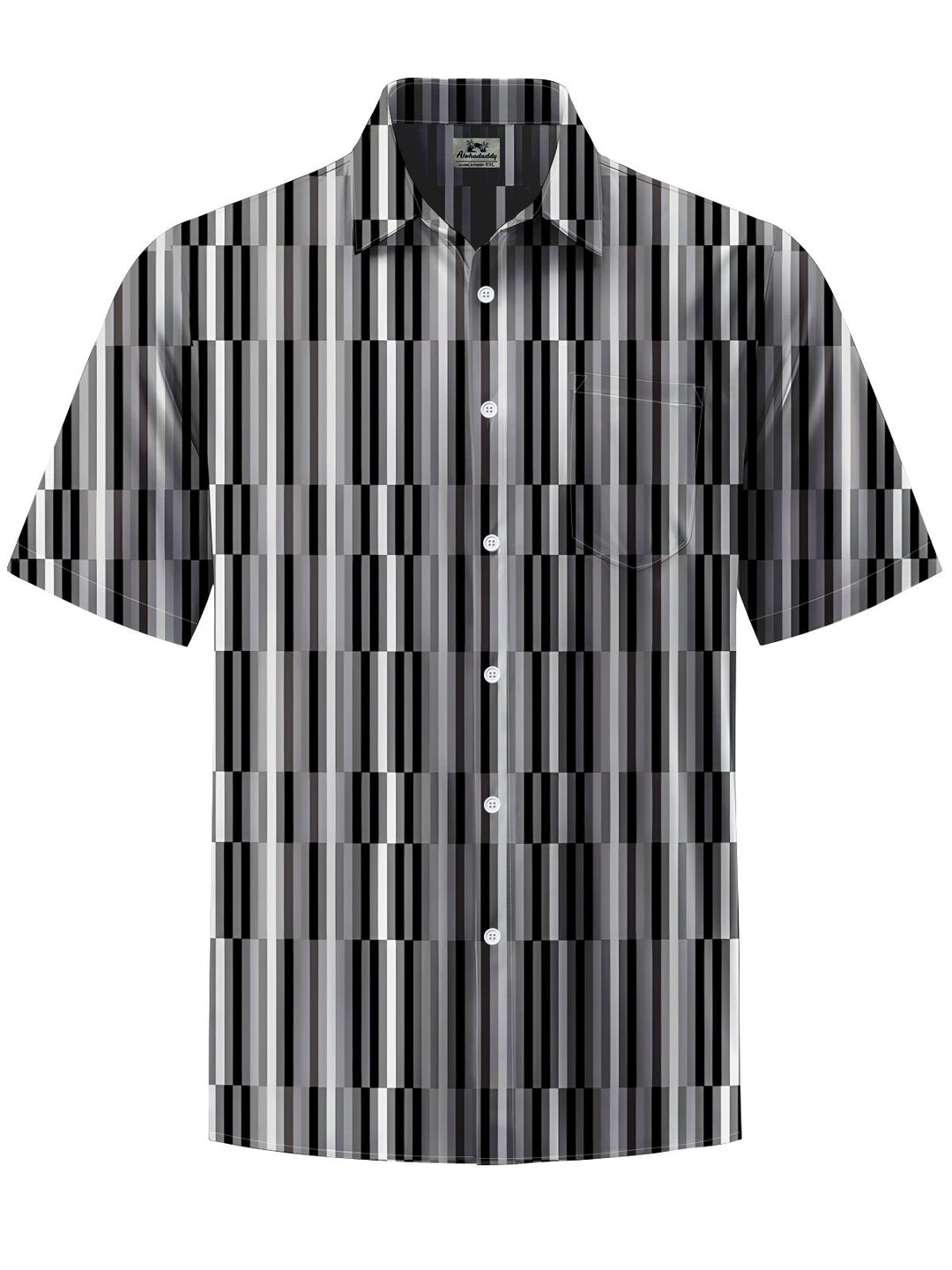 Alohadaddy® Casual Stripe Art Print Chest Pocket Men&