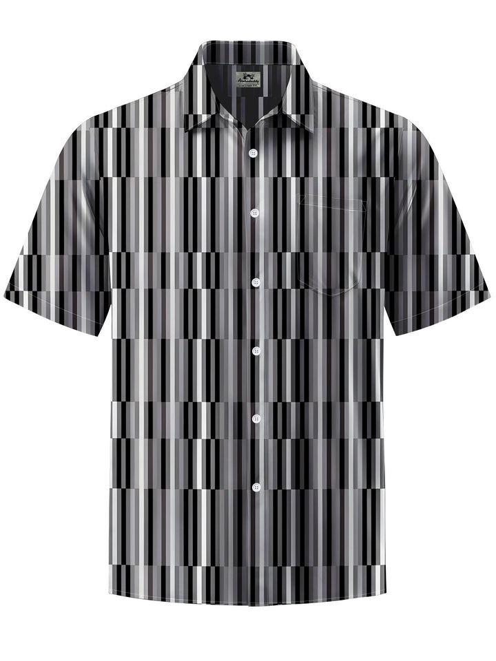 Alohadaddy® Casual Stripe Art Print Chest Pocket Men&