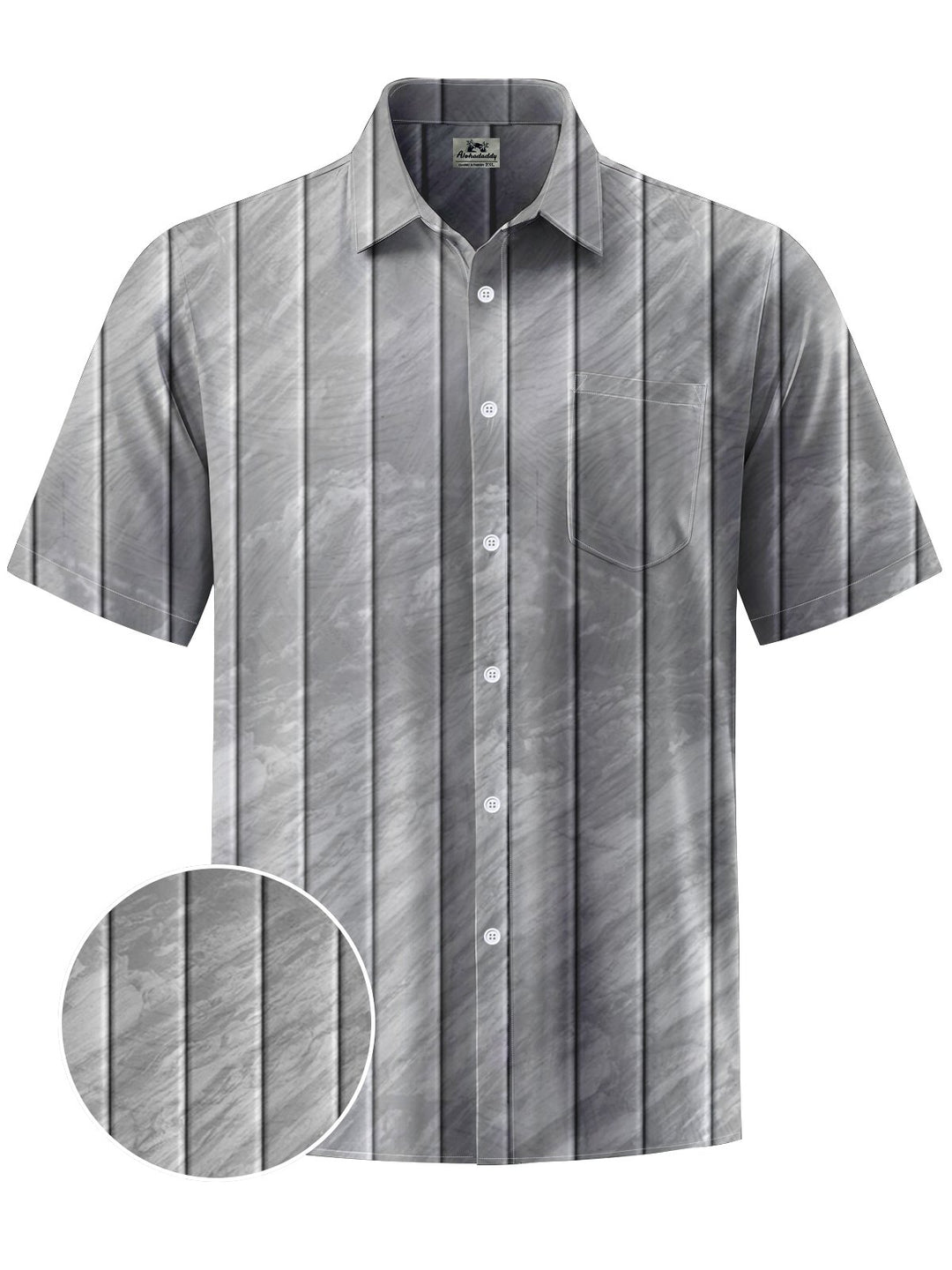 Alohadaddy® Casual Stripes Art Print Chest Pocket Moisture Wicking Men&