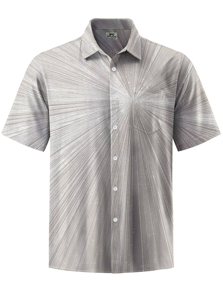 Alohadaddy® Casual Stripe Art Print Chest Pocket Men&