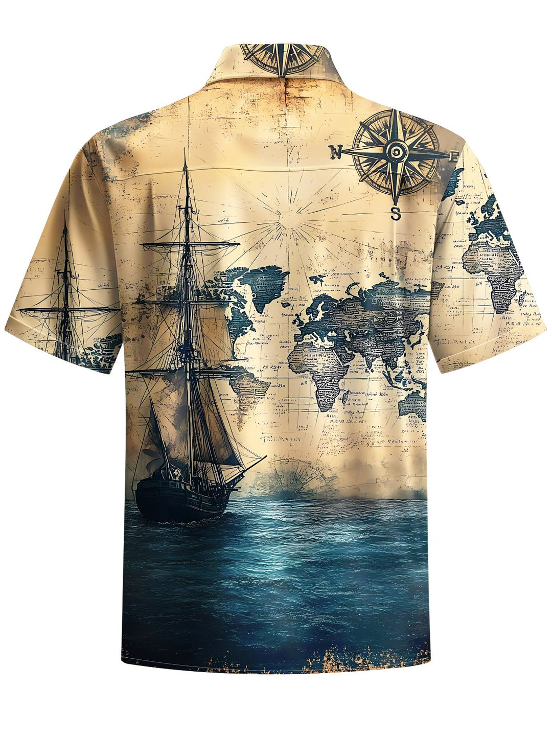 Alohadaddy® Vintage Nautical Art Print Moisture Wicking Men&