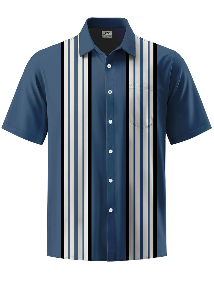 Alohadaddy® Vintage Stripes Contrast Art Print Chest Pocket Men&