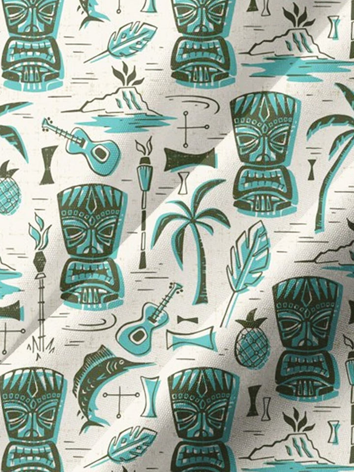 Alohadaddy® Hawaiian Tiki Art Moisture-Wicking Chest Pocket Men&