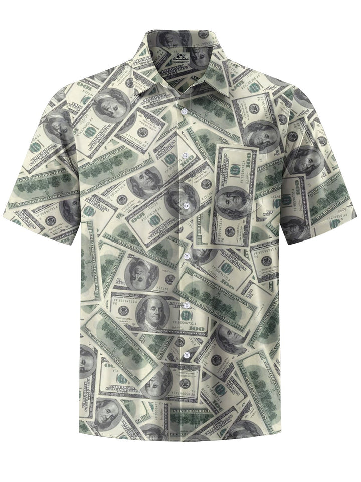 Alohadaddy® Casual Dollar Arrangement Print Art Chest Pocket Men&