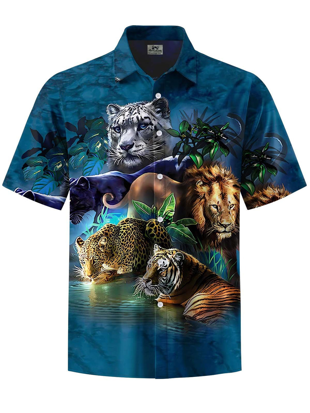 Alohadaddy® Casual Animal Lion Tiger Print Chest Pocket Men&