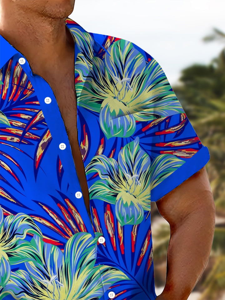 Alohadaddy® Hawaiian Flower Art Print Pocket Stretch Men&