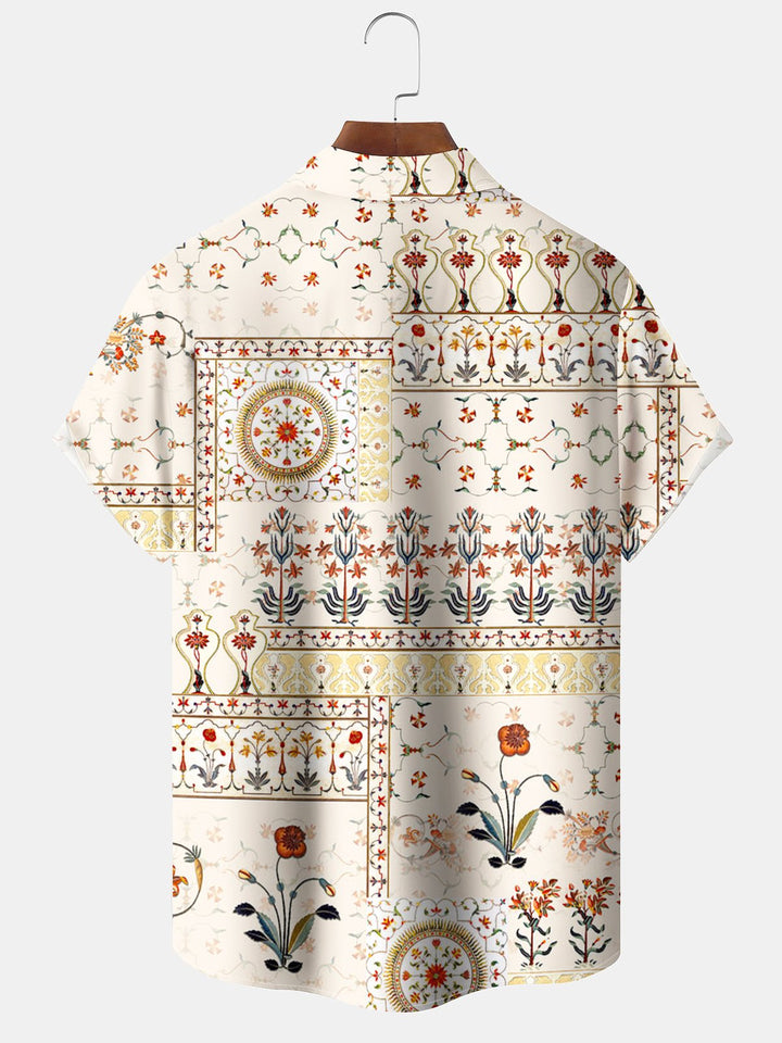 Alohadaddy® Vintage Ethnic Pattern Print Pocket Button Stretch Men&