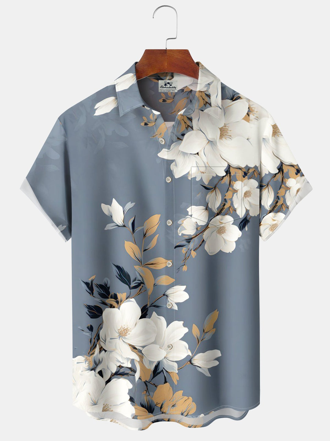 Alohadaddy® Vintage Floral Print Pocket Elastic Button Men&