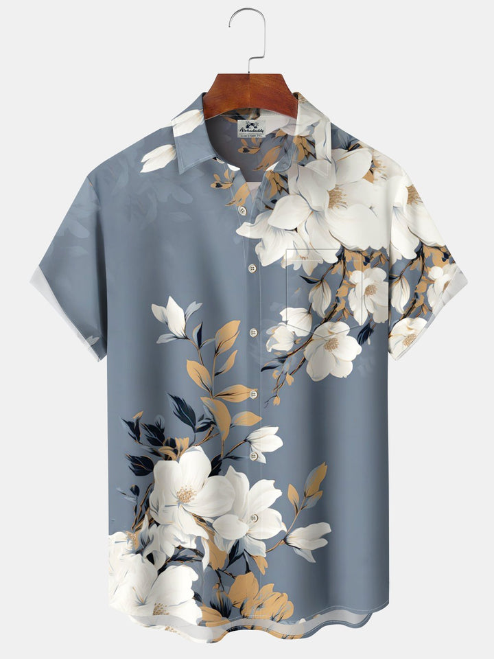 Alohadaddy® Vintage Floral Print Pocket Elastic Button Men&