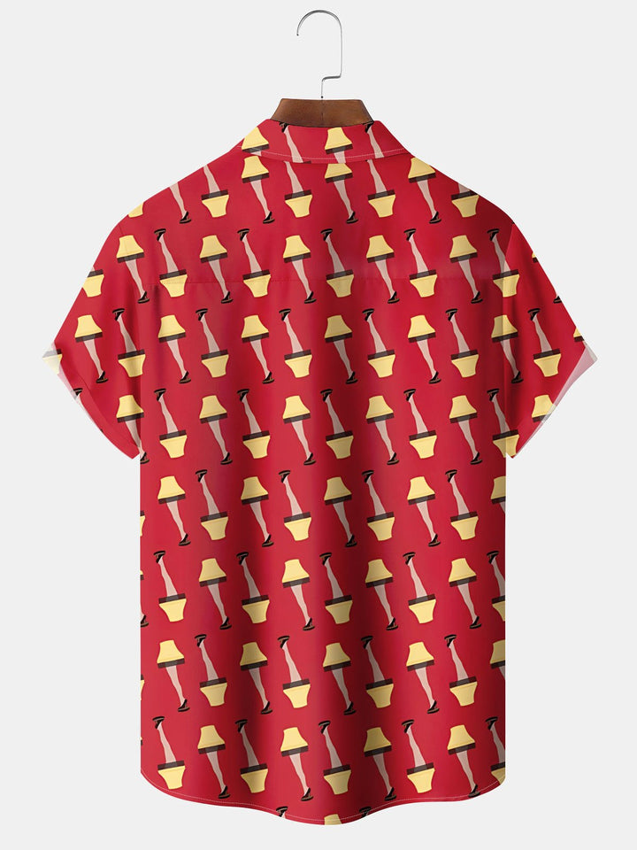Alohadaddy® Christmas Leg Light Print Pocket Elastic Button Closure Men&