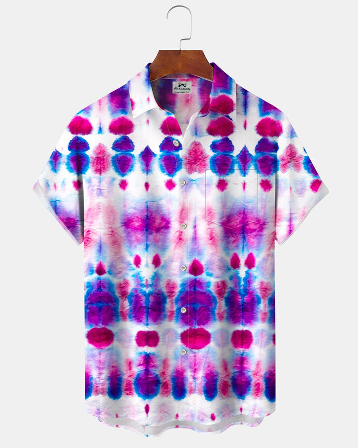 Alohadaddy® Vintage Tie-Dye Abstract Print Pocket Elastic Button Men&