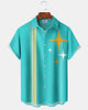 Alohadaddy® Vintage Striped Geometric Print Art Pocket Button Men's Short Sleeve Shirt Big & Tall