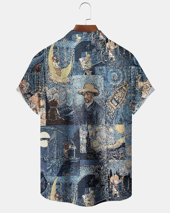 Alohadaddy® Vintage Van Gogh Painting Print Art Pockets with Elastic Buttons Men&
