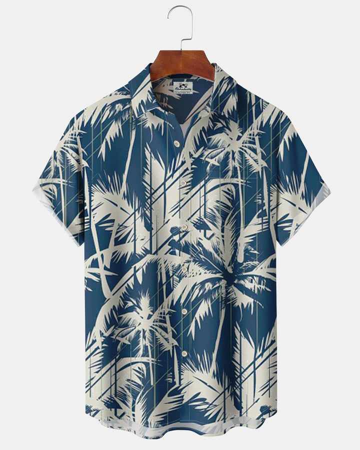 Alohadaddy® Hawaiian Palm Tree Print Art Pockets with Elastic Buttons Men&
