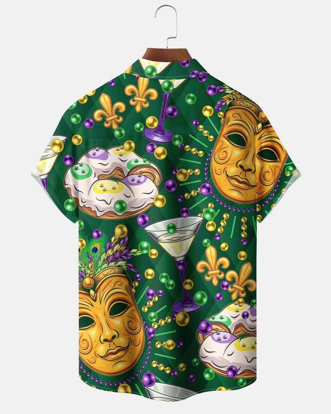 Alohadaddy® Holiday Carnival Mask Print Art Pocket Button Cardigan Men&