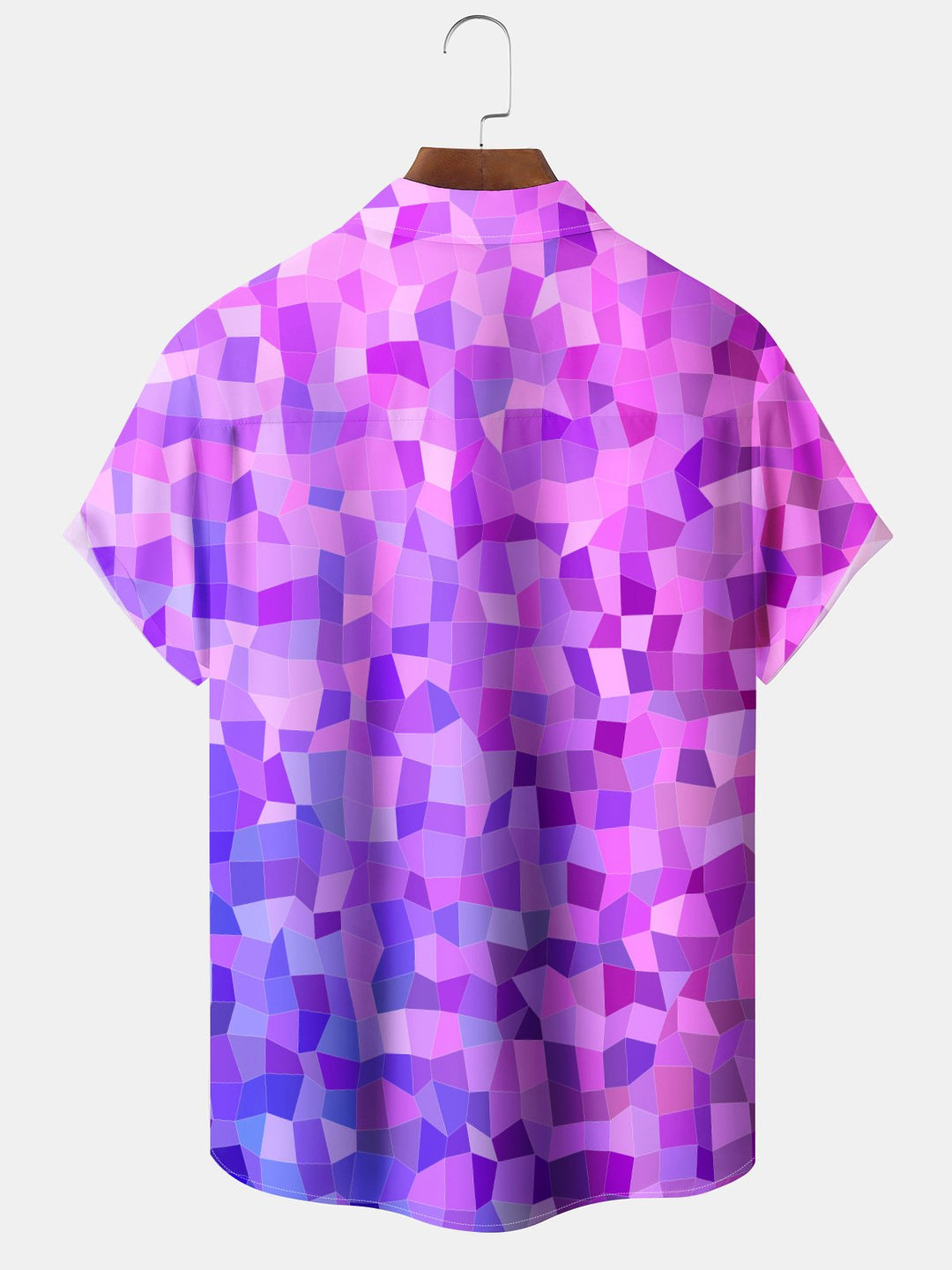 Alohadaddy® Casual Ombre Geometric Resort Art Print Chest Pocket Moisture Wicking Oversized Hawaiian Shirt