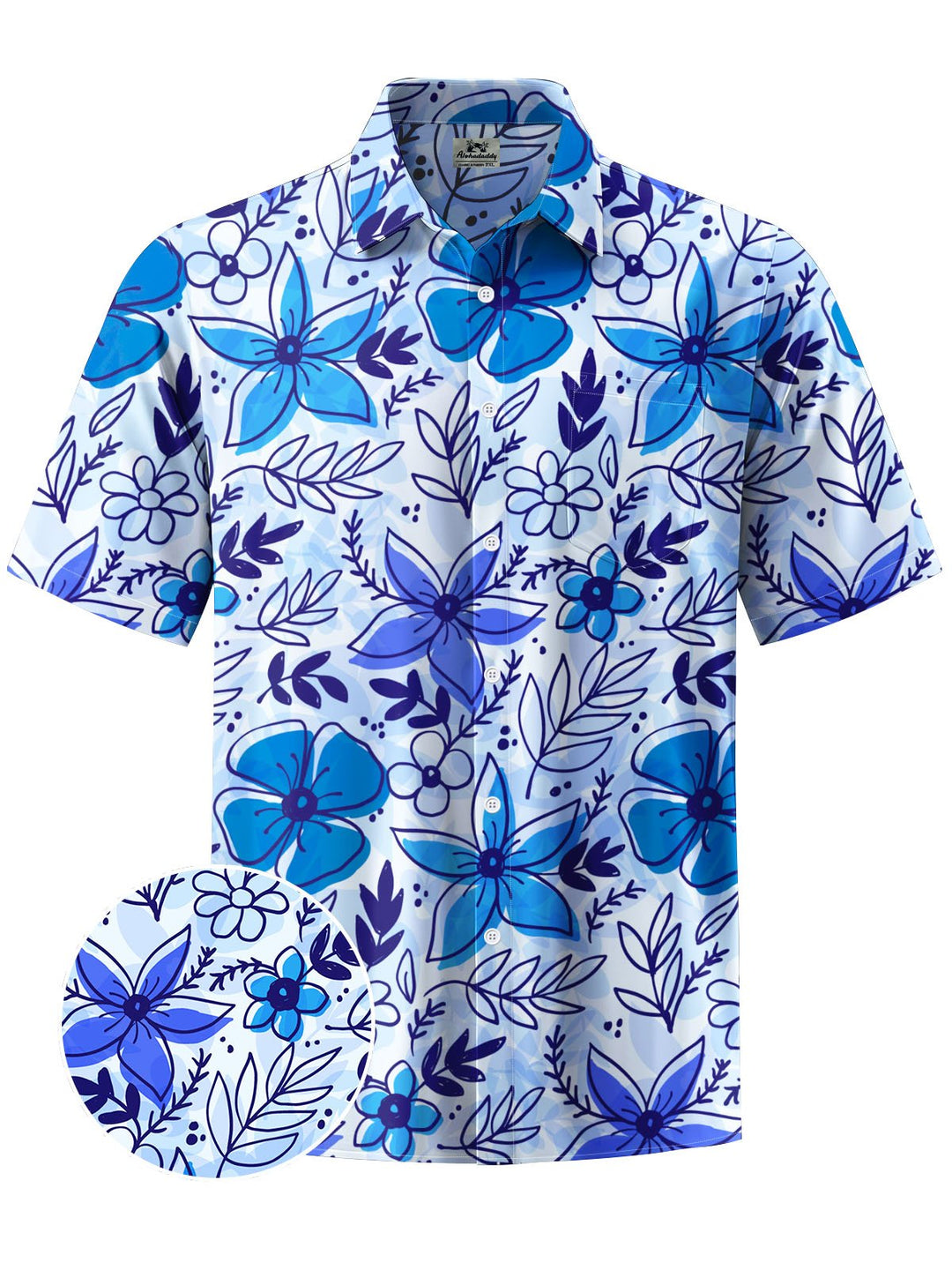 Alohadaddy® Hawaiian Flowers Print Chest Pocket Mens Short Sleeve Shirt Big &amp; Tall