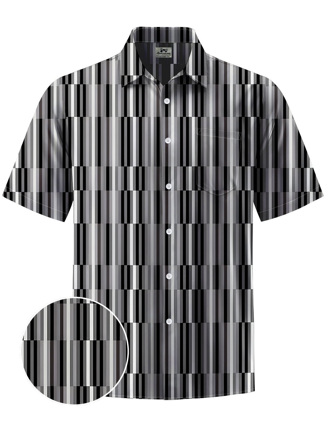 Alohadaddy® Casual Stripe Art Print Chest Pocket Men&