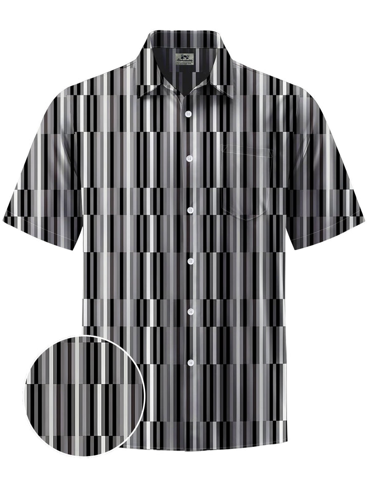 Alohadaddy® Casual Stripe Art Print Chest Pocket Men&