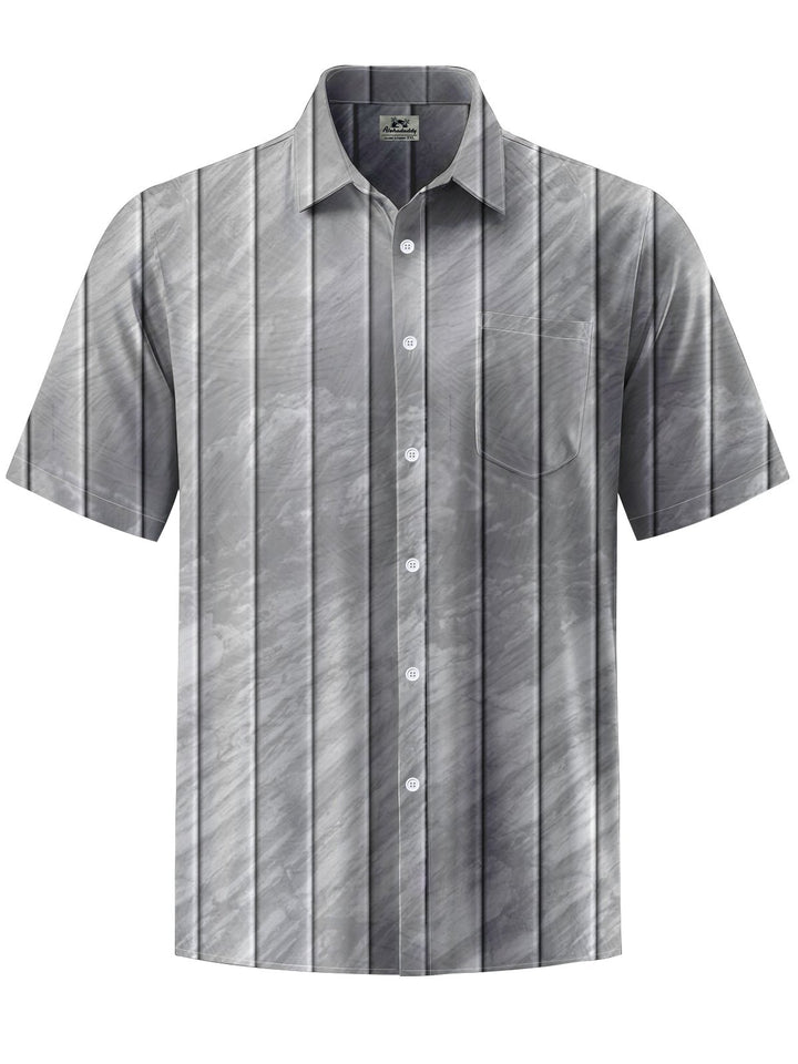 Alohadaddy® Casual Stripes Art Print Chest Pocket Moisture Wicking Men&
