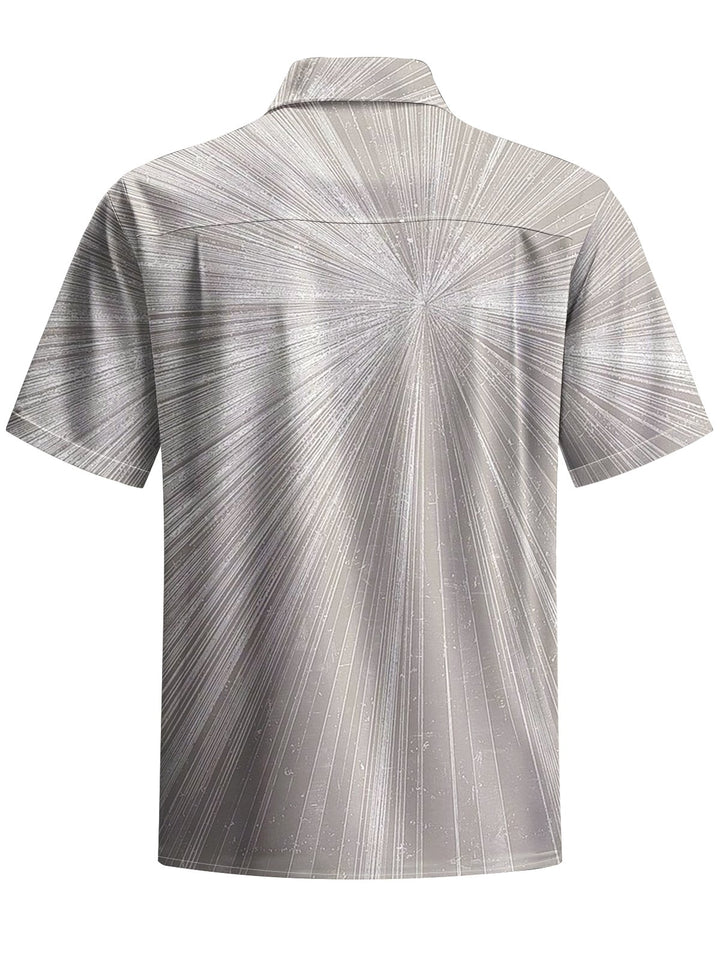 Alohadaddy® Casual Stripe Art Print Chest Pocket Men&