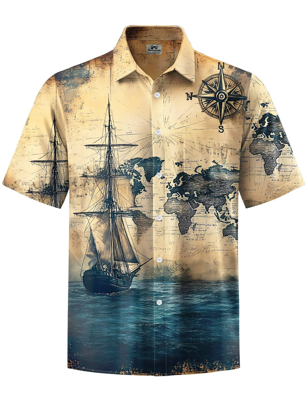 Alohadaddy® Vintage Nautical Art Print Moisture Wicking Men&
