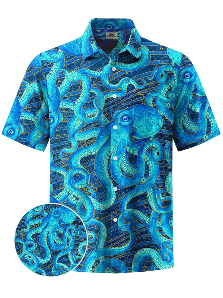 Alohadaddy® Hawaiian Octopus Art Print Moisture Wicking Men&