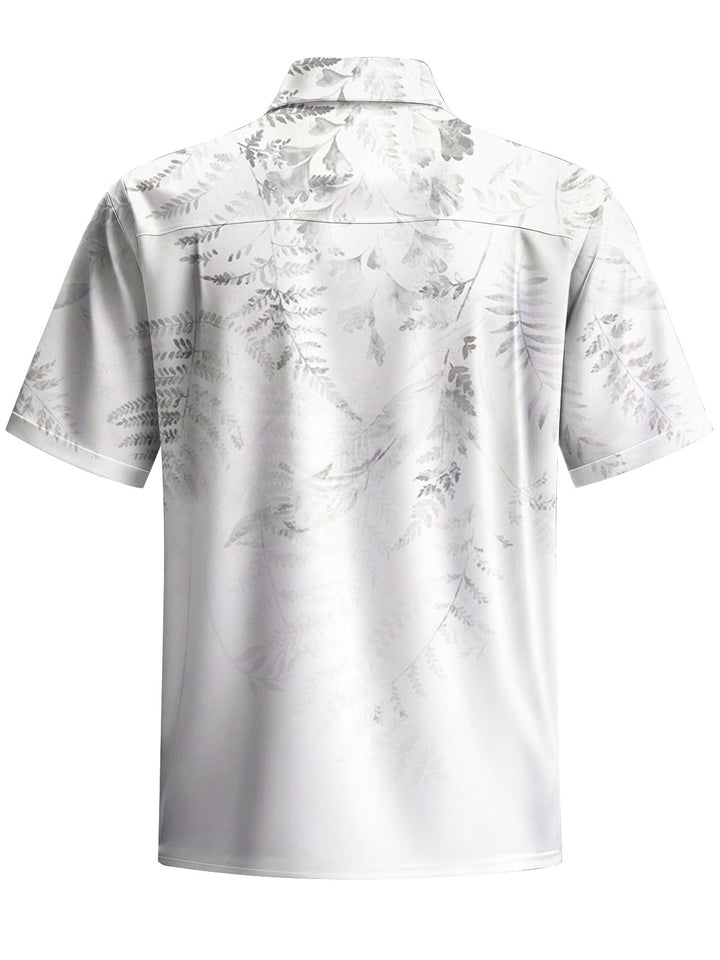 Alohadaddy® Casual Leaves Art Print Chest Pocket Mens Short Sleeve Shirt Big &amp; Tall