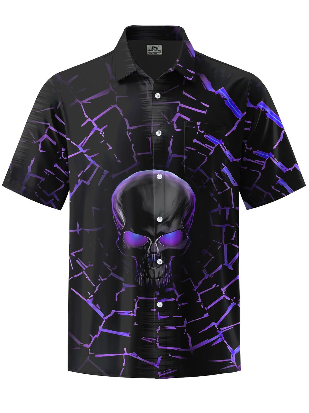 Alohadaddy® Casual Skull Art Print Chest Pocket Mens Wicking Short Sleeve Shirt Big &amp; Tall
