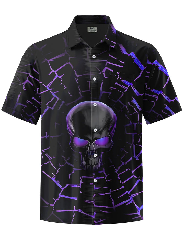 Alohadaddy® Casual Skull Art Print Chest Pocket Mens Wicking Short Sleeve Shirt Big &amp; Tall