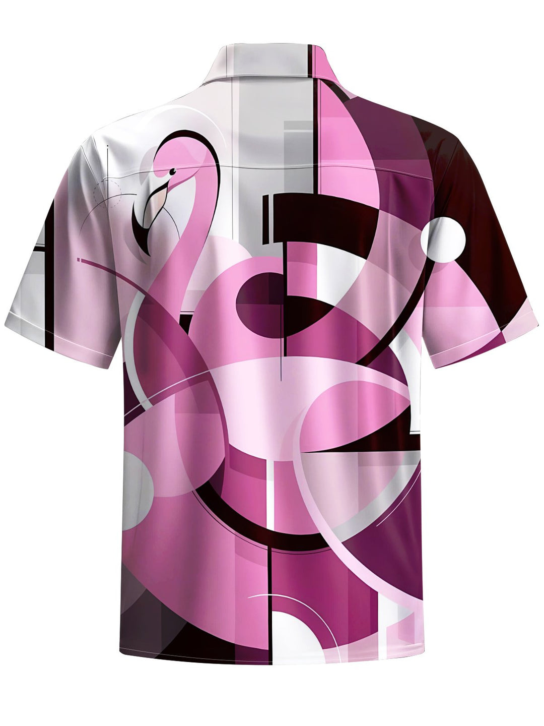 Alohadaddy® Casual Geometric Flamingo Art Print Chest Pocket Men&