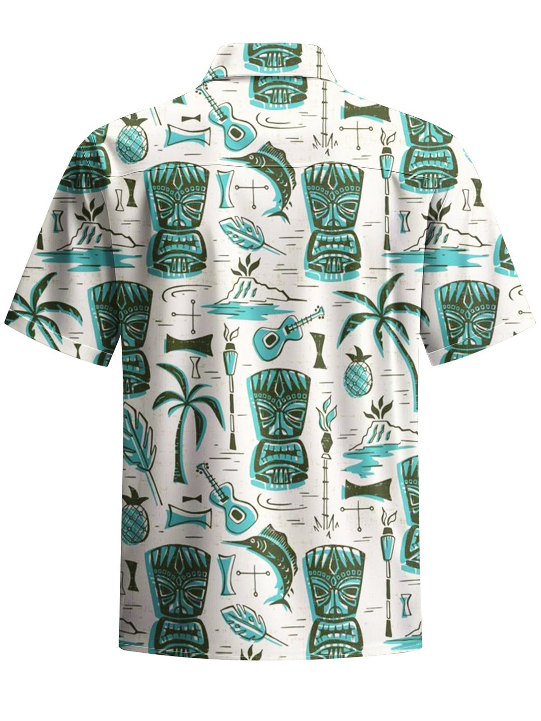 Alohadaddy® Hawaiian Tiki Art Moisture-Wicking Chest Pocket Men&