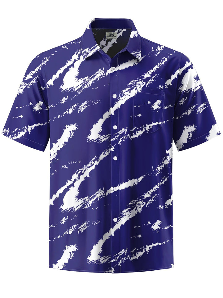Alohadaddy® Casual Abstract Art Print Chest Pocket Men&