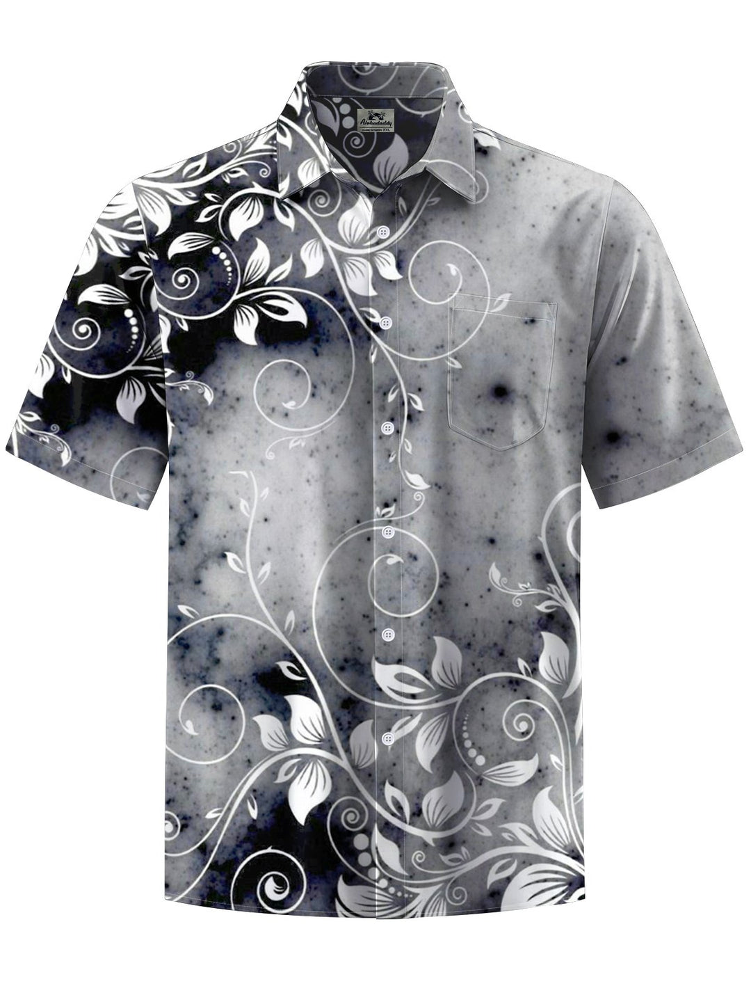 Alohadaddy® Vintage Leaf Art Print Chest Pocket Stretch Men&
