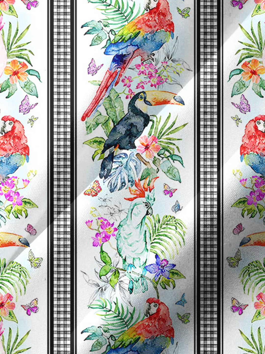 Alohadaddy® Hawaiian Parrot Art Print Chest Pocket Stretch Men&