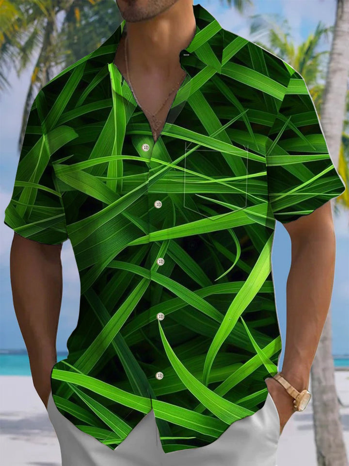 Alohadaddy® Hawaiian Leaf Art Print Chest Pocket Men&