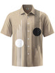Alohadaddy® Casual Striped Geometric Print Button Pocket Stretch Men's Short Sleeve Shirt Big & Tall